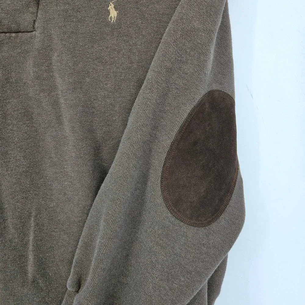Polo Ralph Lauren Sweater Mens 4XB Shawl Collar Brown Elbow Patches Casual